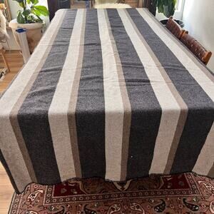Pendleton Large Blanket 90 x 105 in Tan Gray Striped Wool